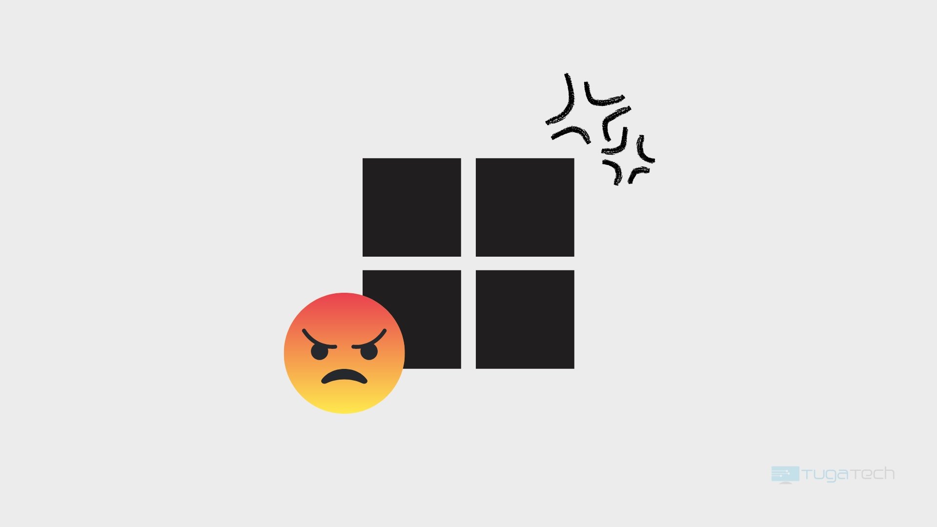 logo do Windows 11 com emoji irritado