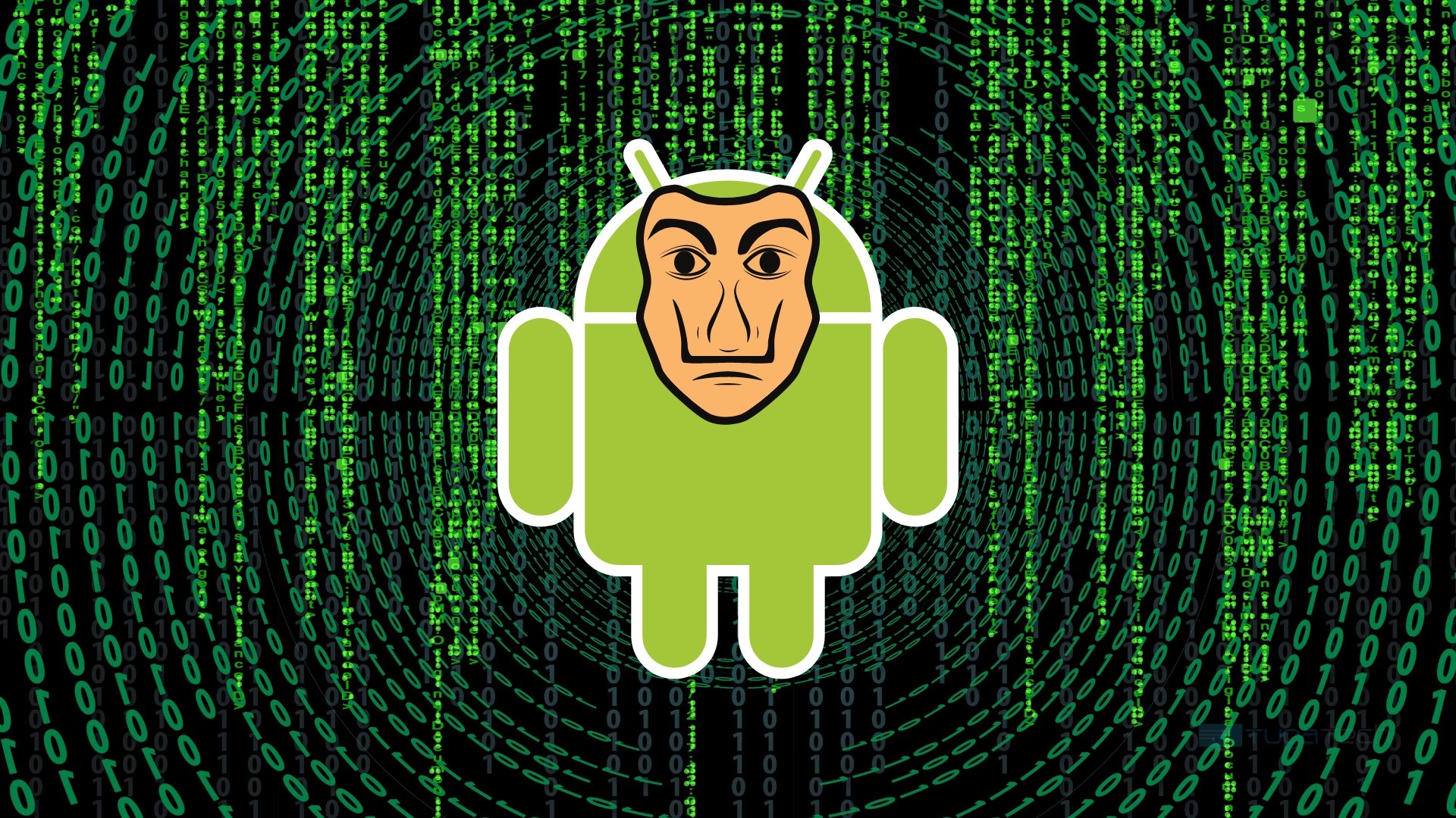 Android com máscara de malware hacker