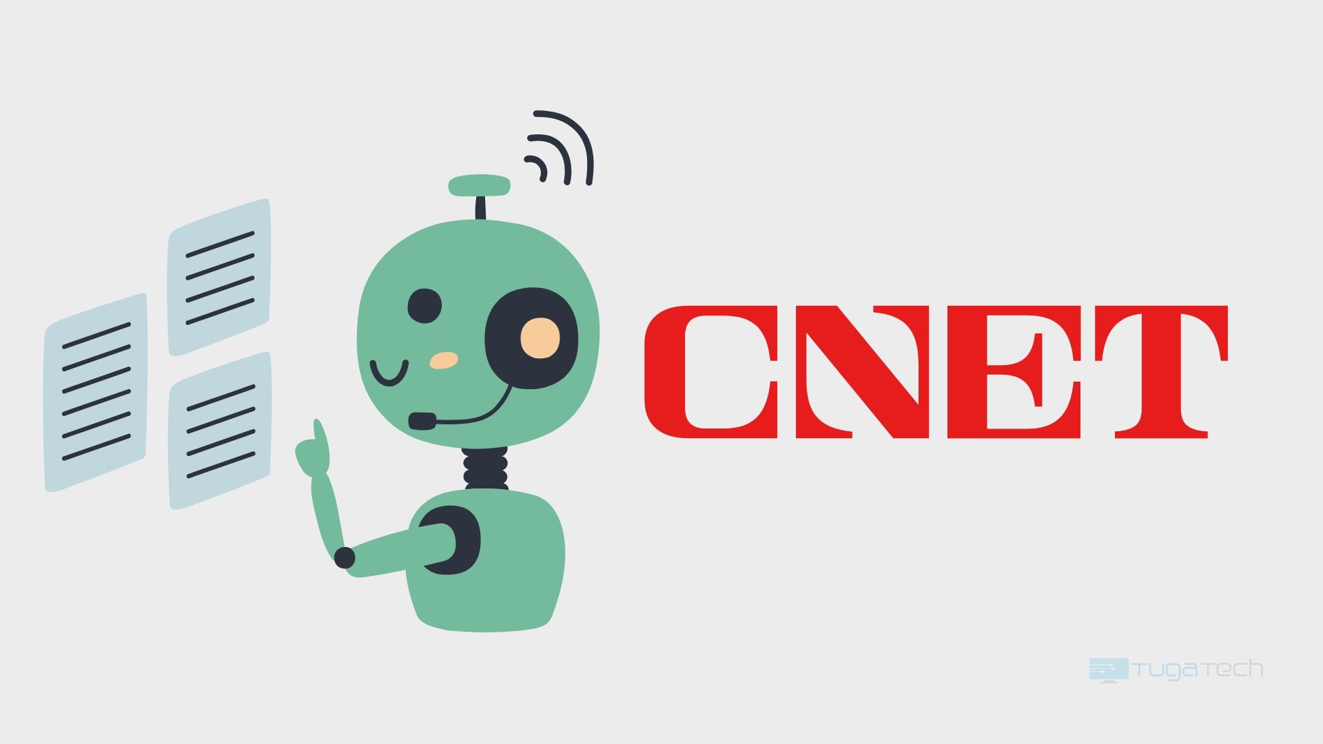 Logo da CNET com robot de IA