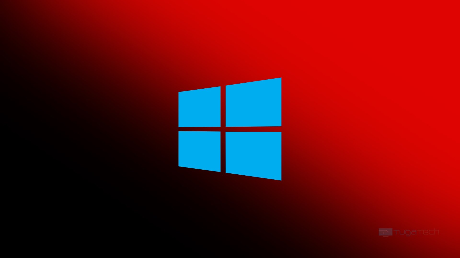 Windows 10 em fundo vermelho