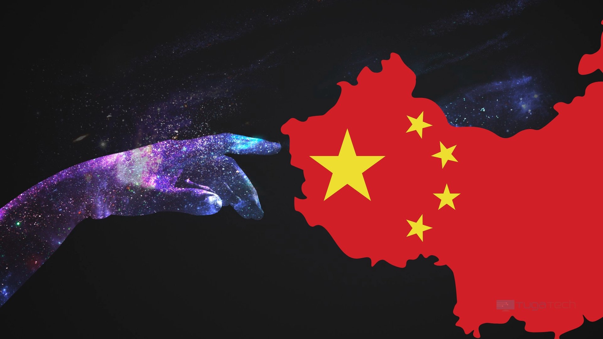 Mão digital a tocar na China
