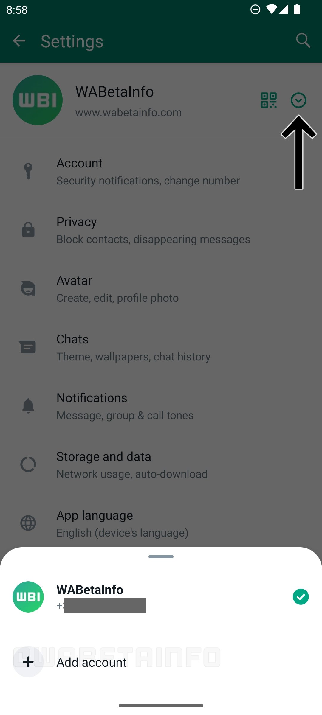 nova funcionalidade de múltiplas contas do WhatsApp