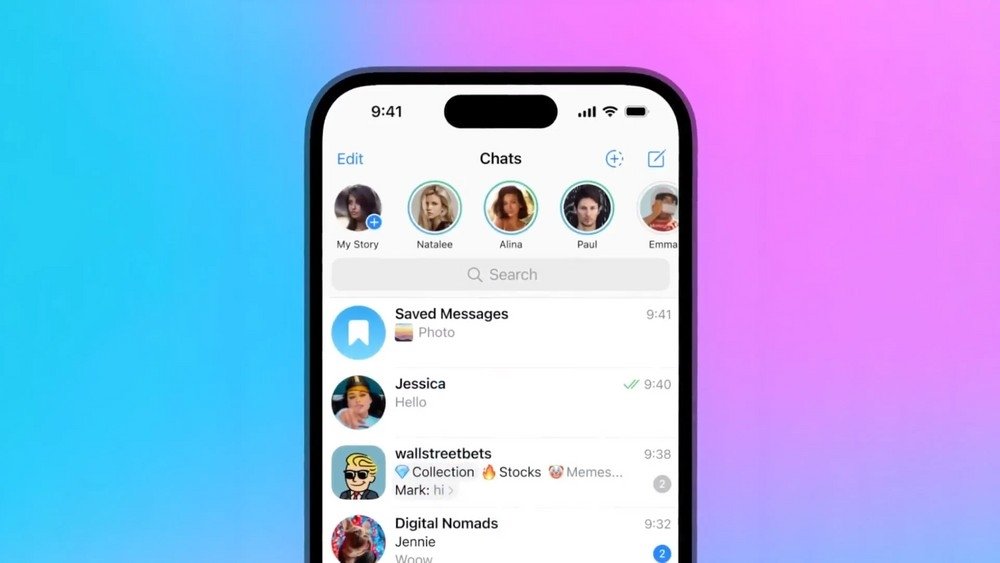 Stories na interface do Telegram