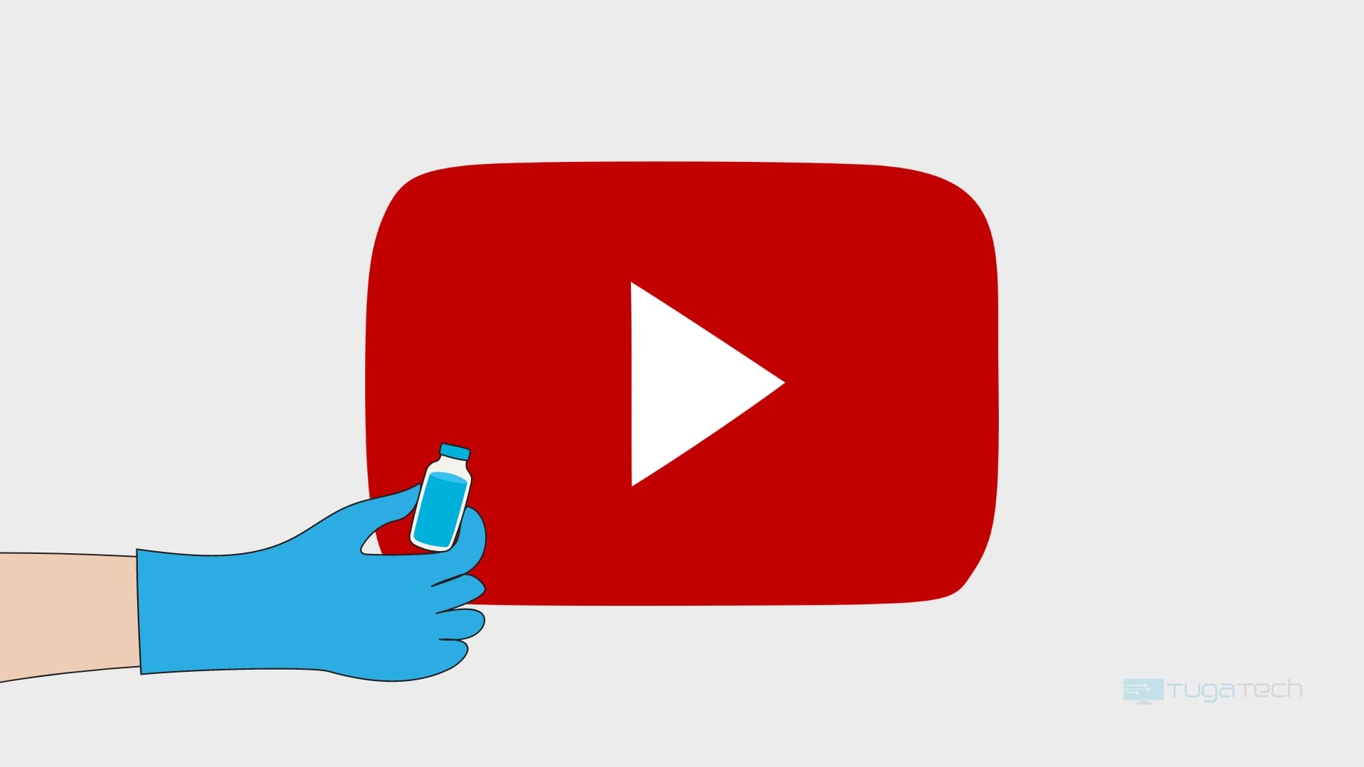 Logo do Youtube com mão de médico