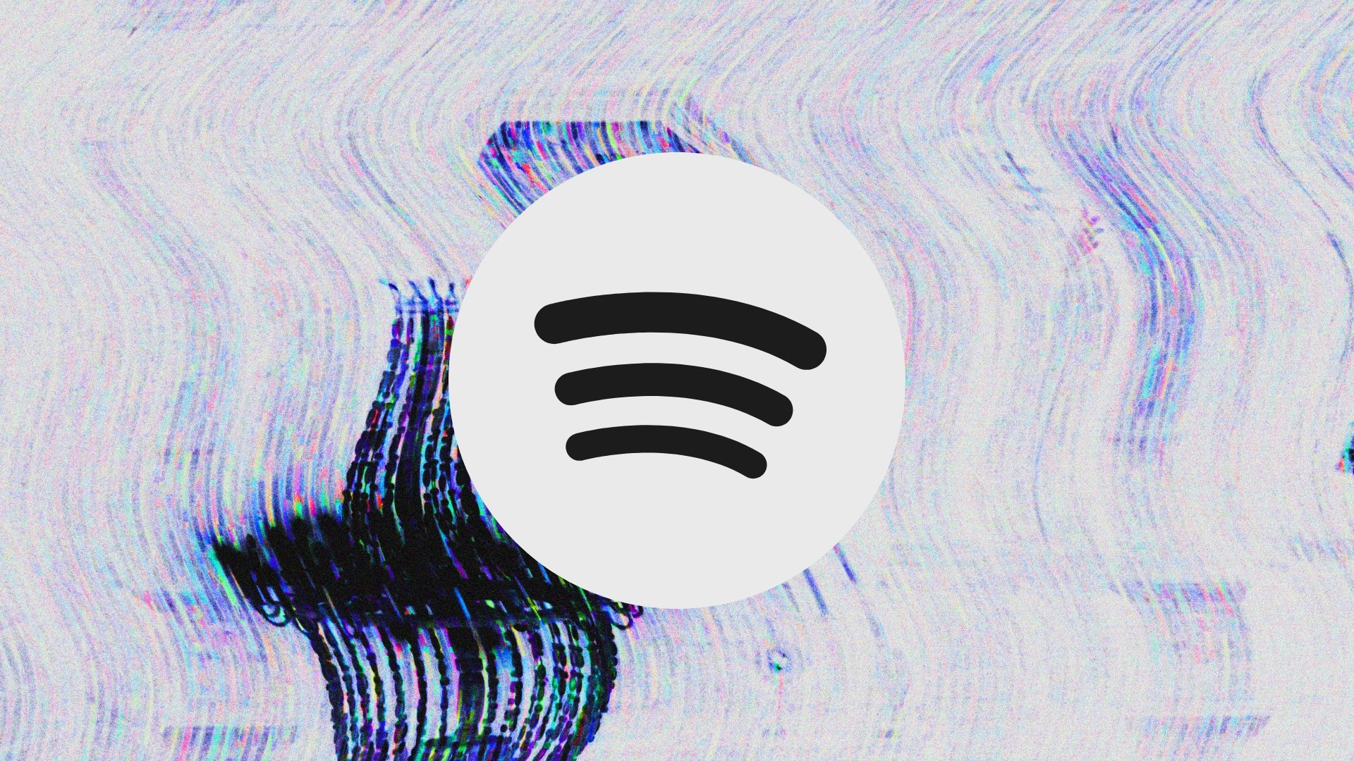 Logo do Spotify em cores brancas em fundo de ruido de TV