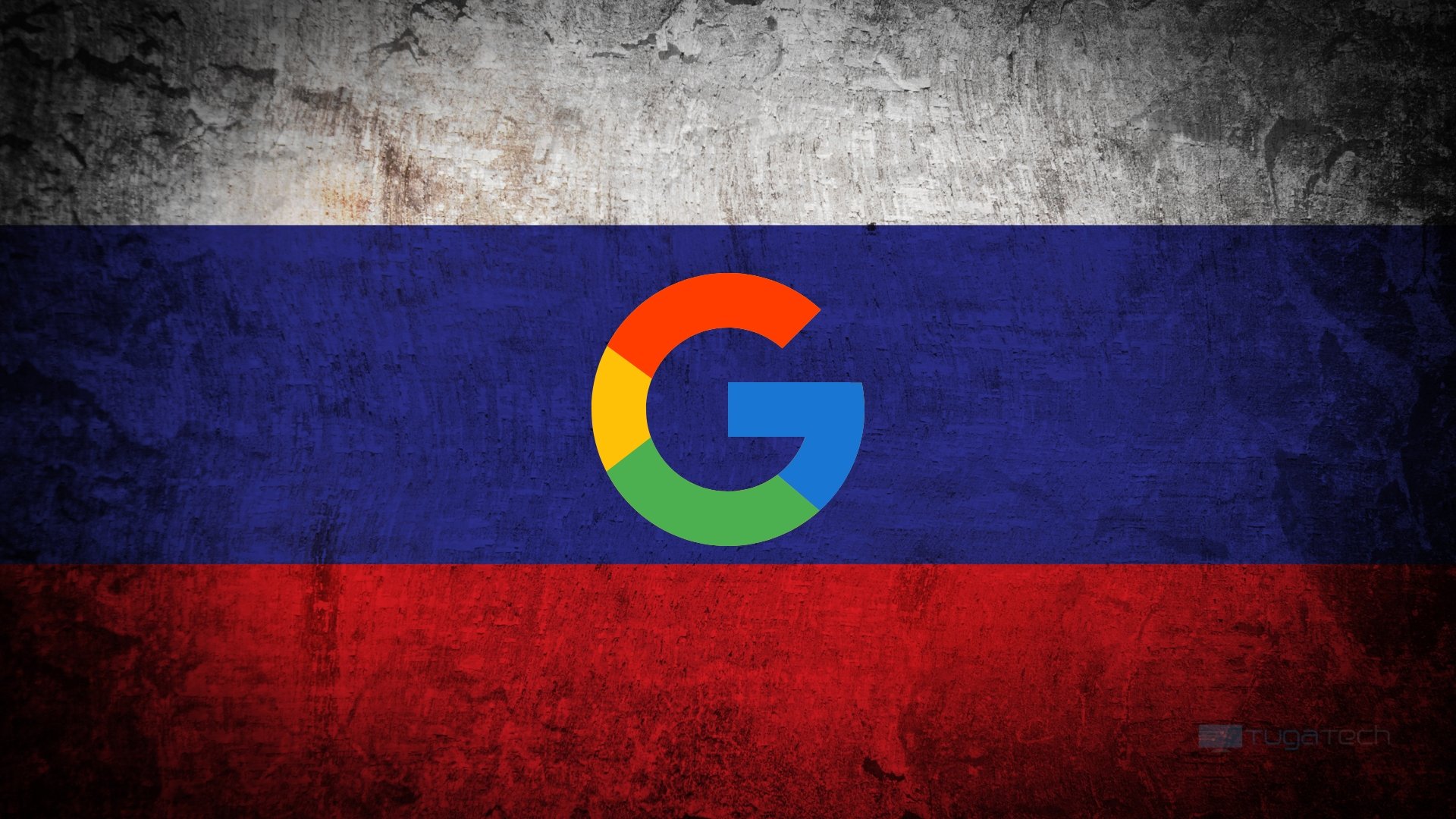 Google sobre a bandeira russa