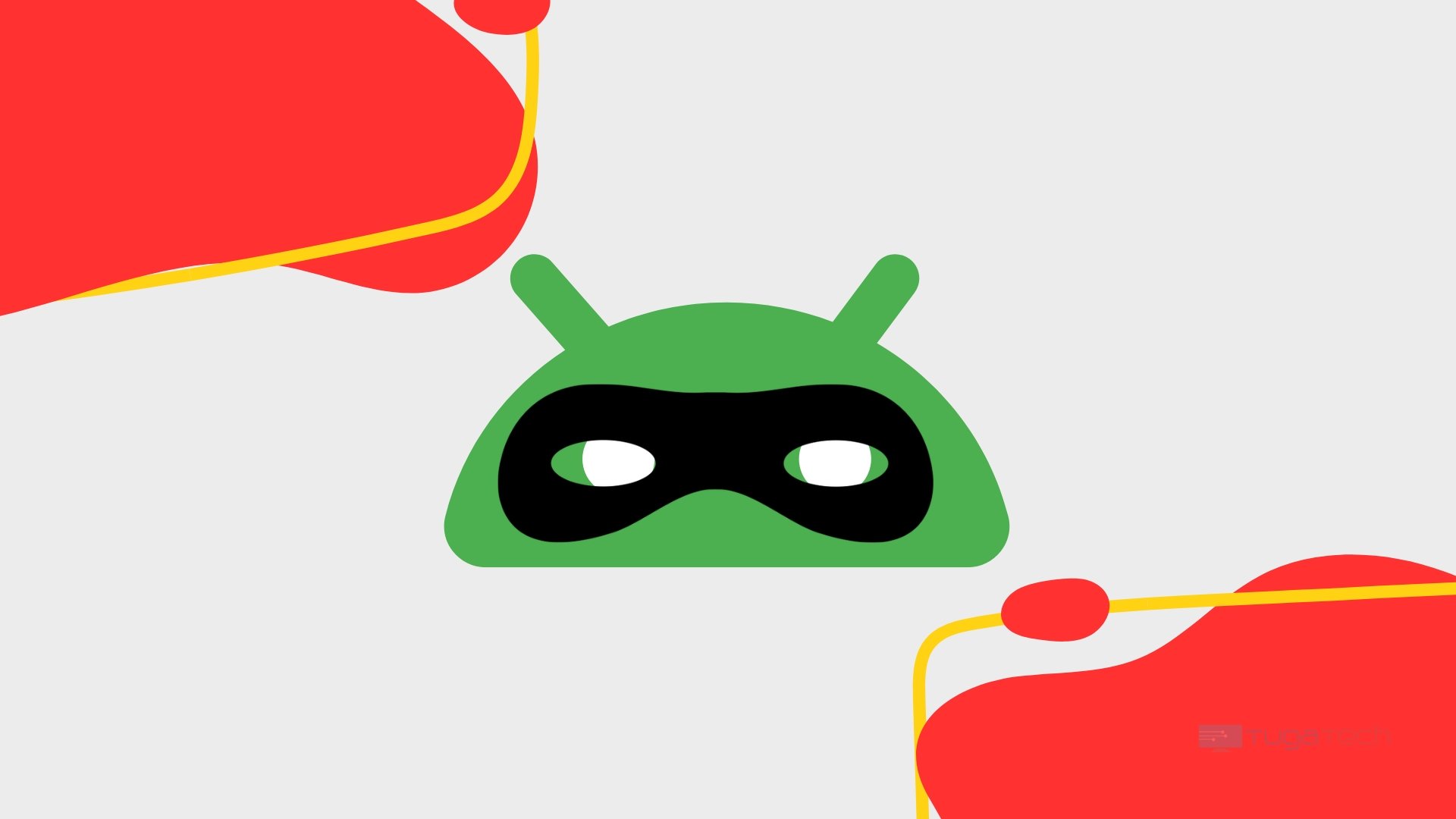 Logo do Android com mascara preta em frente dos olhos