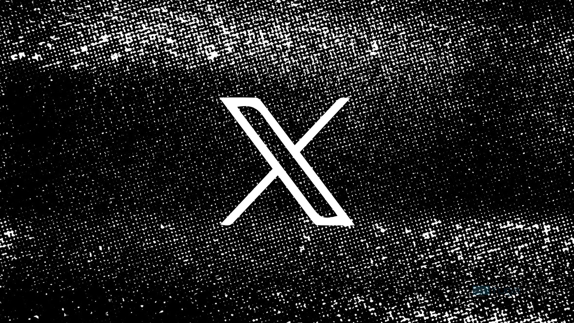 Logo da X sobre fundo de glitch preto