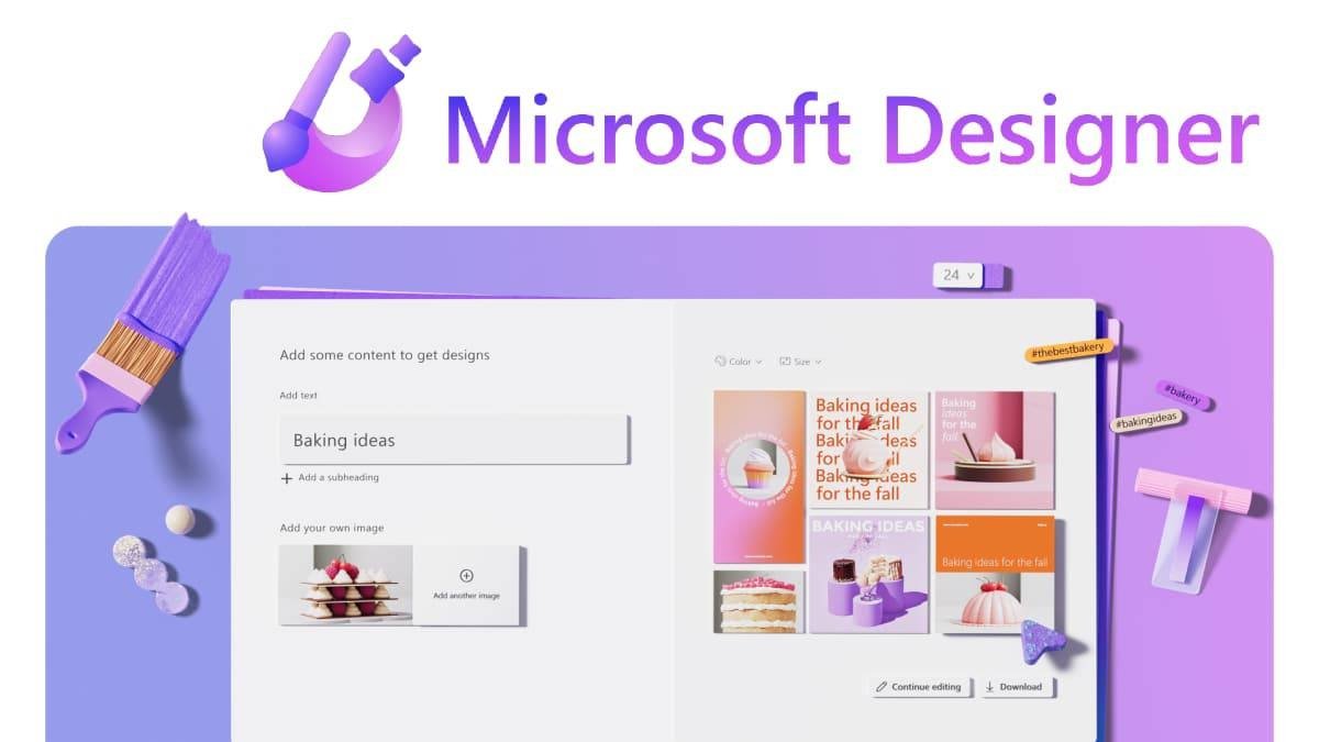 Imagem do Microsoft Designer com elementos da plataforma