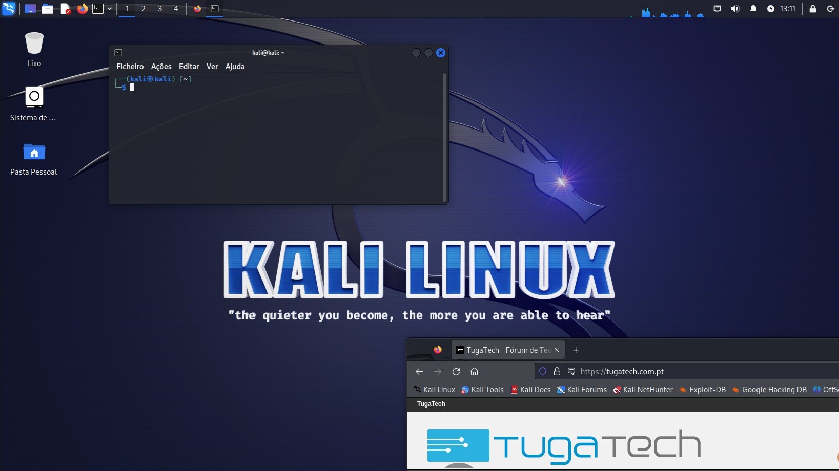 imagem do sistema kali linux