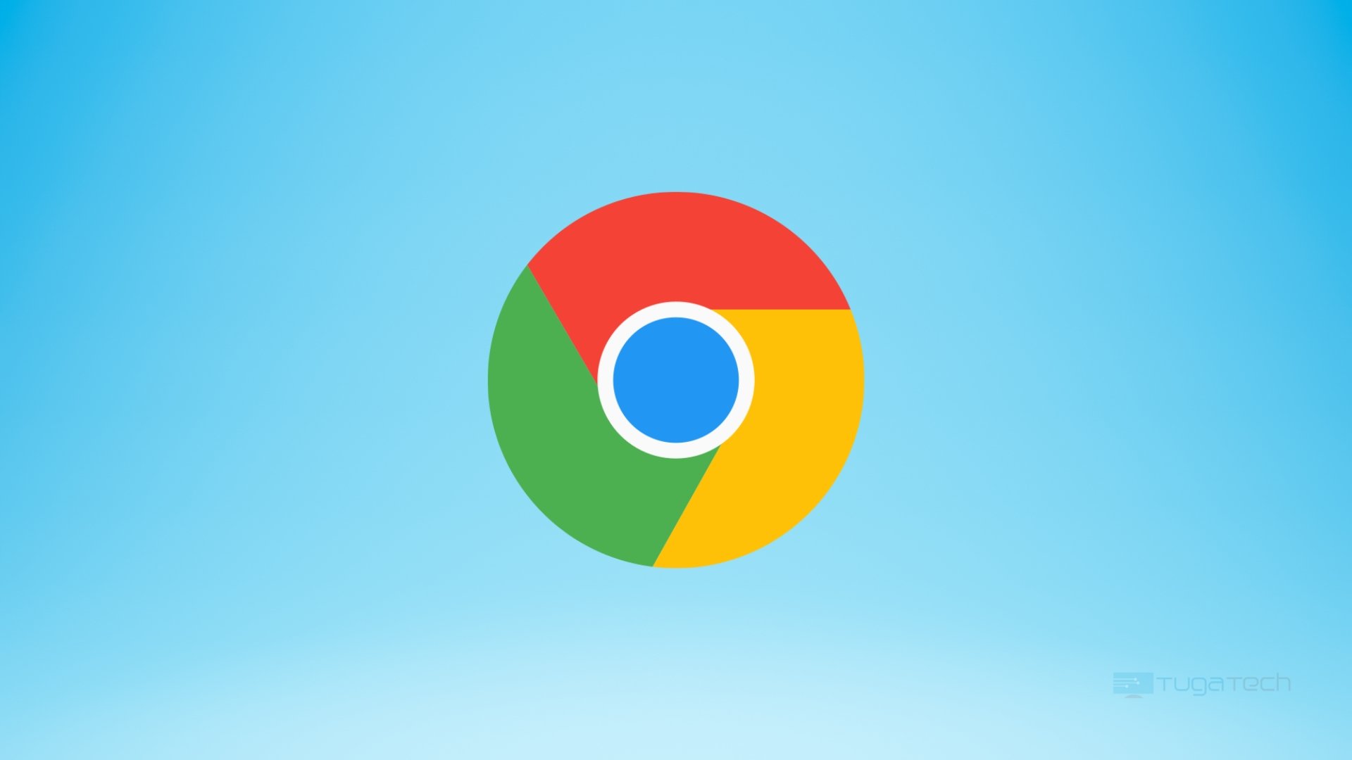 Google Chrome em fundo azul claro