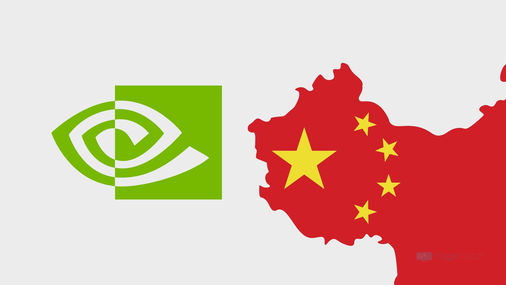 logo da Nvidia perto de mapa retrato da China