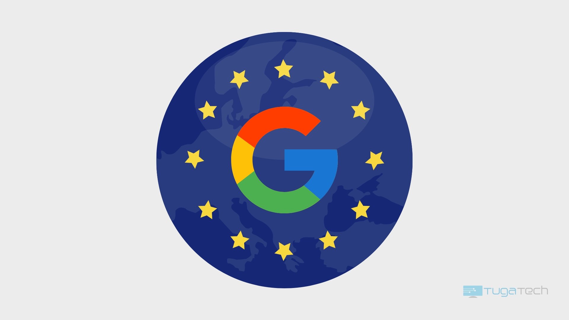 Google sobre bandeira da União Europeia