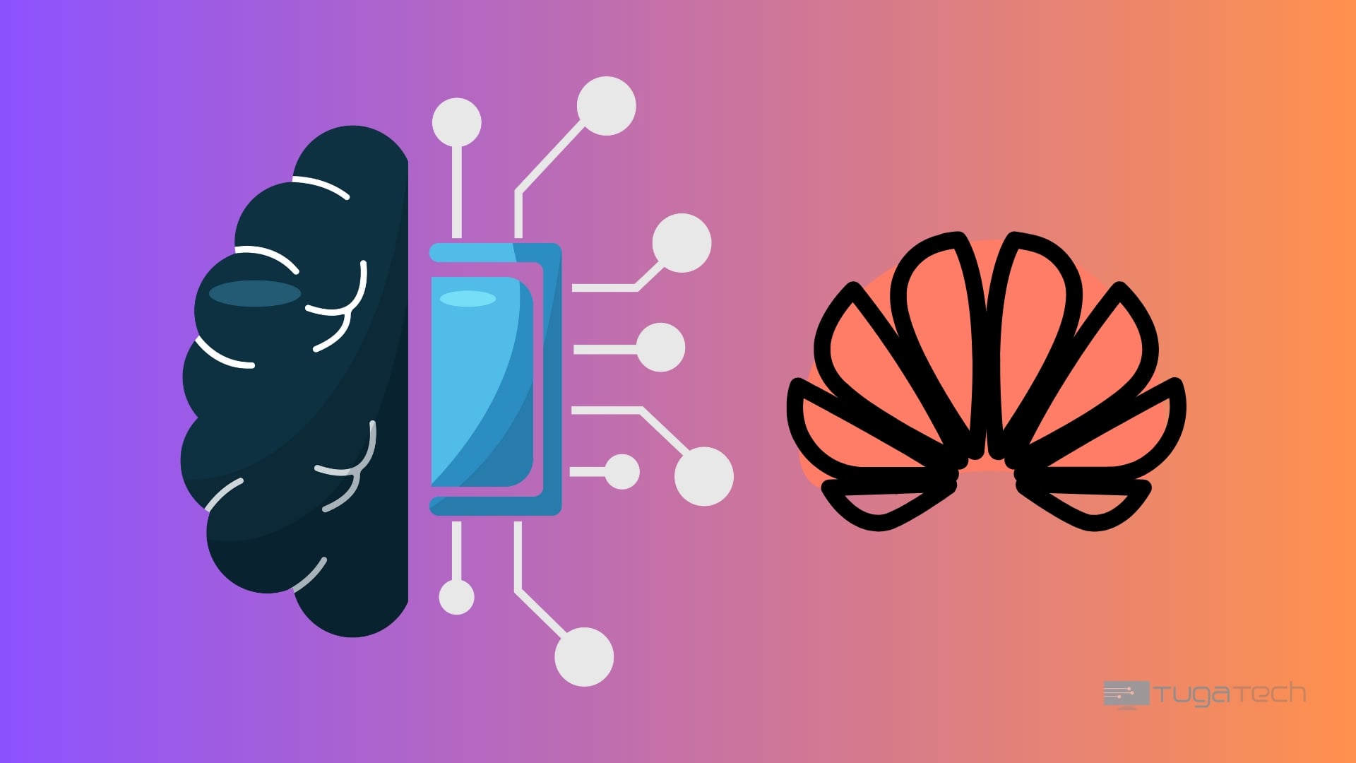 Huawei com imagem de icone de cérebro com IA
