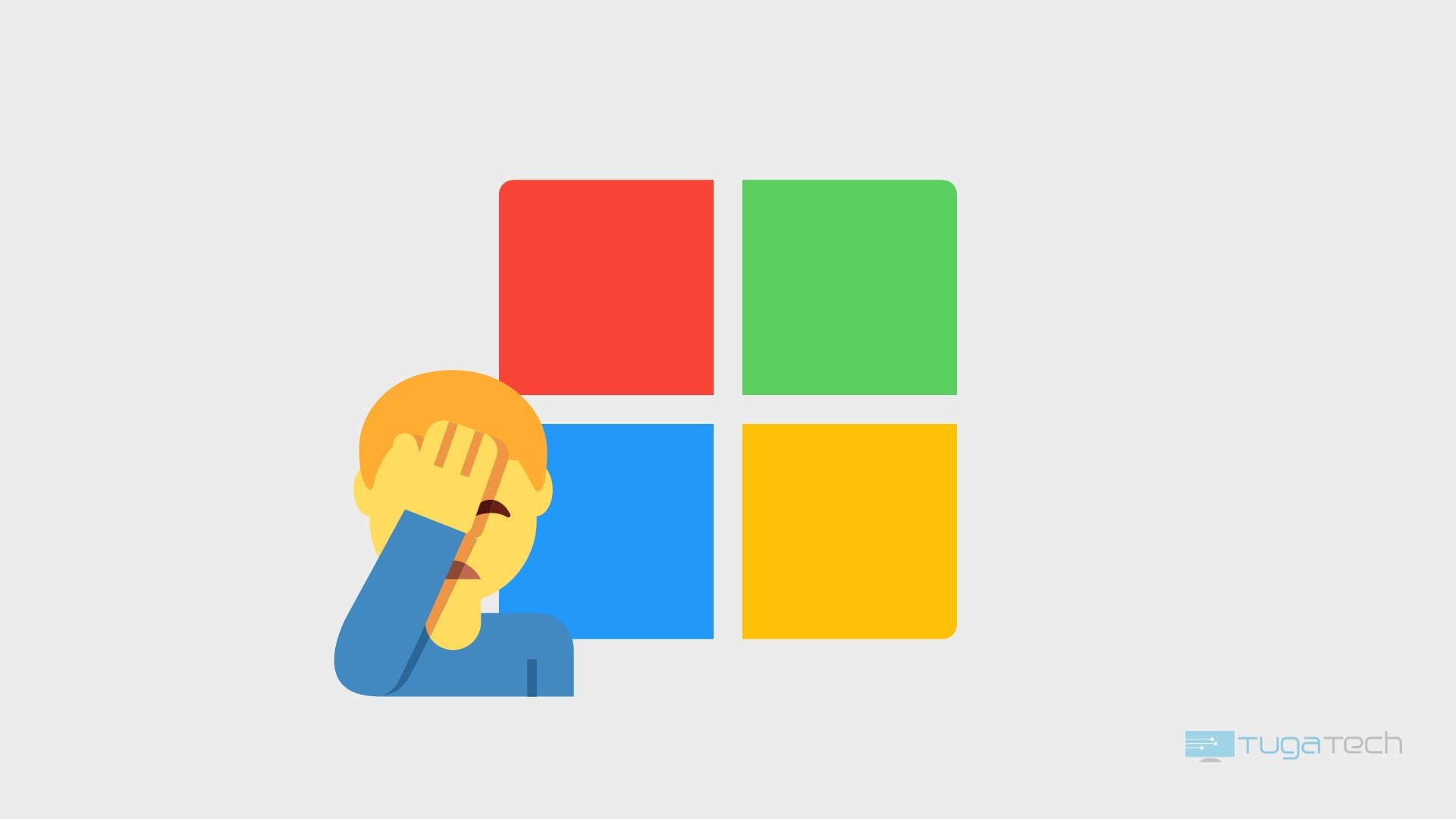Microsoft logo com emoji de facepalm