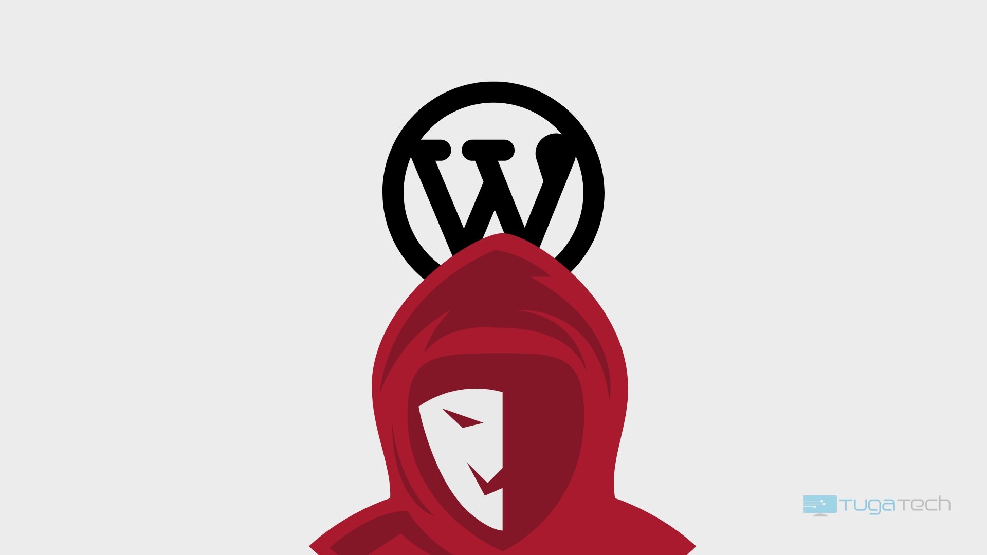 Hacker em frente de logo do WordPress