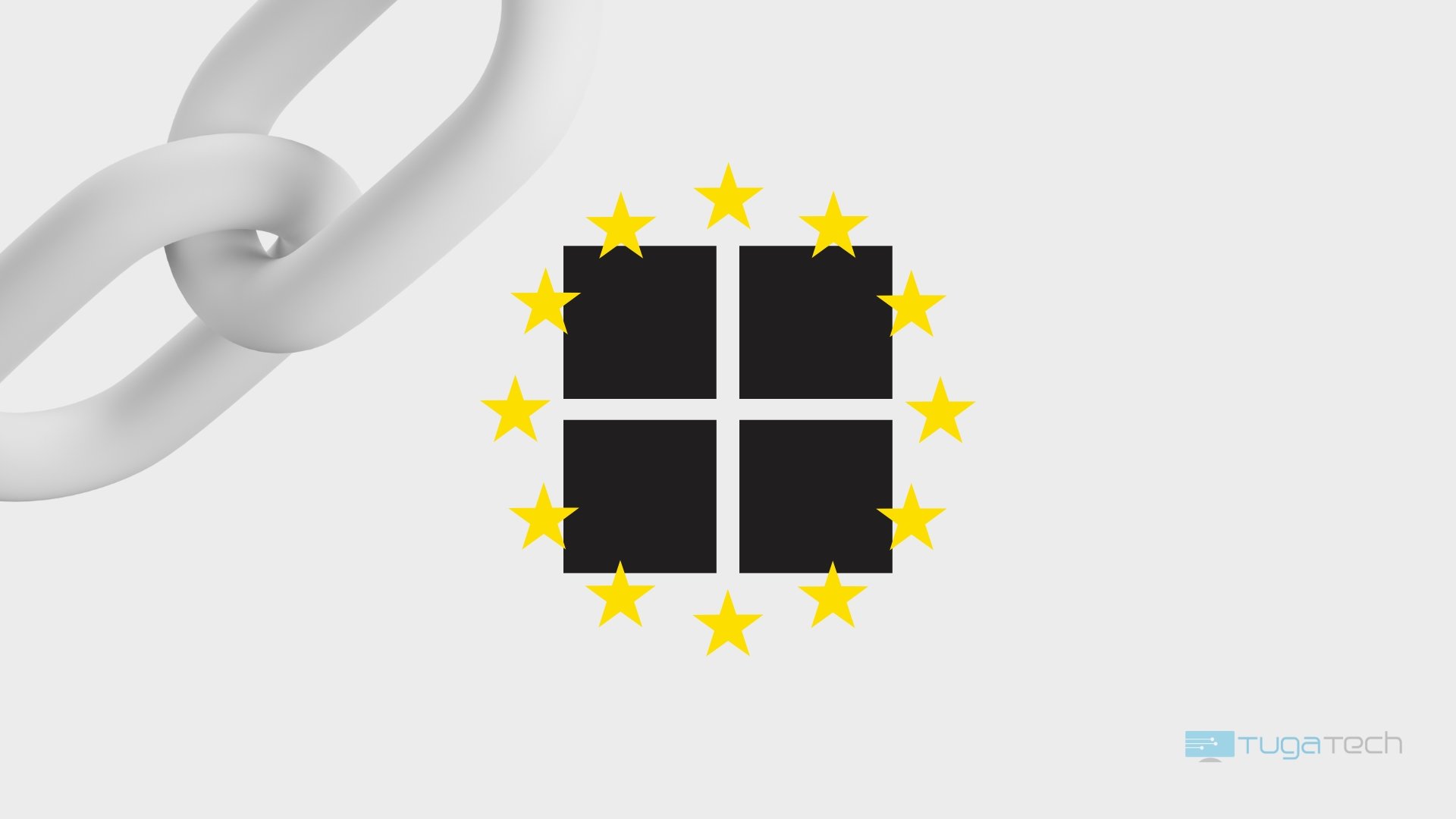 Windows 11 com links e imagem da UE