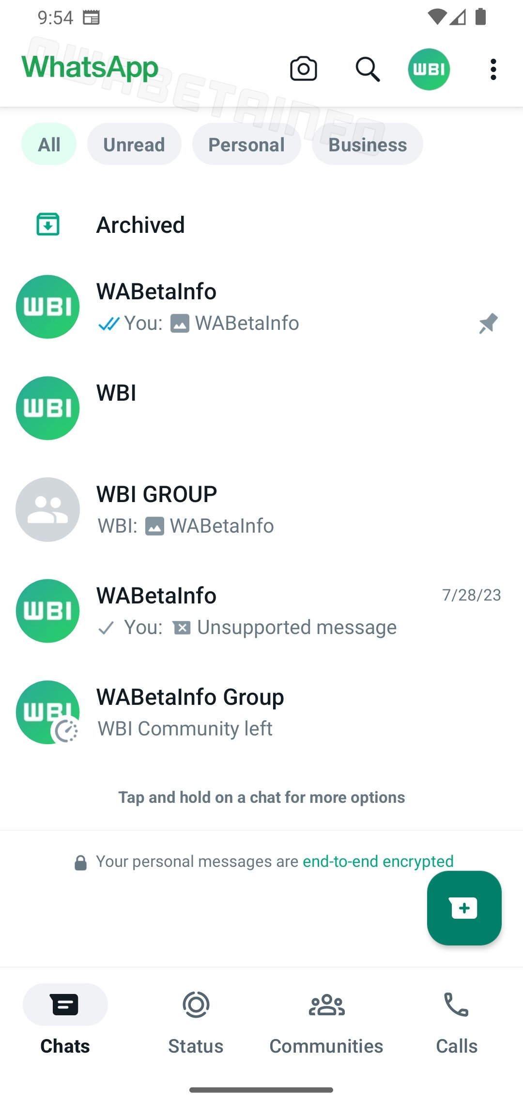 Imagem da interface nova do Whatsapp