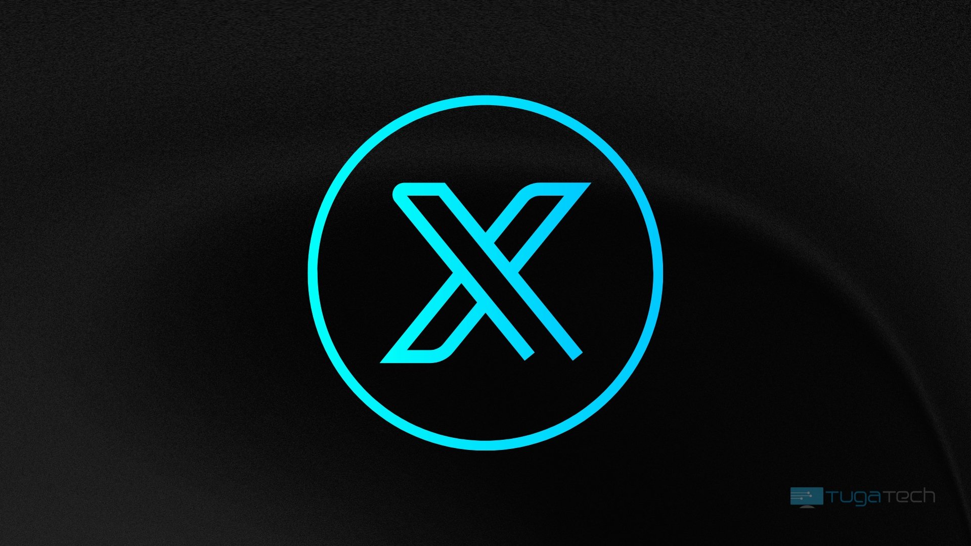 Imagem do logo da X em fundo escuro e tons azuis