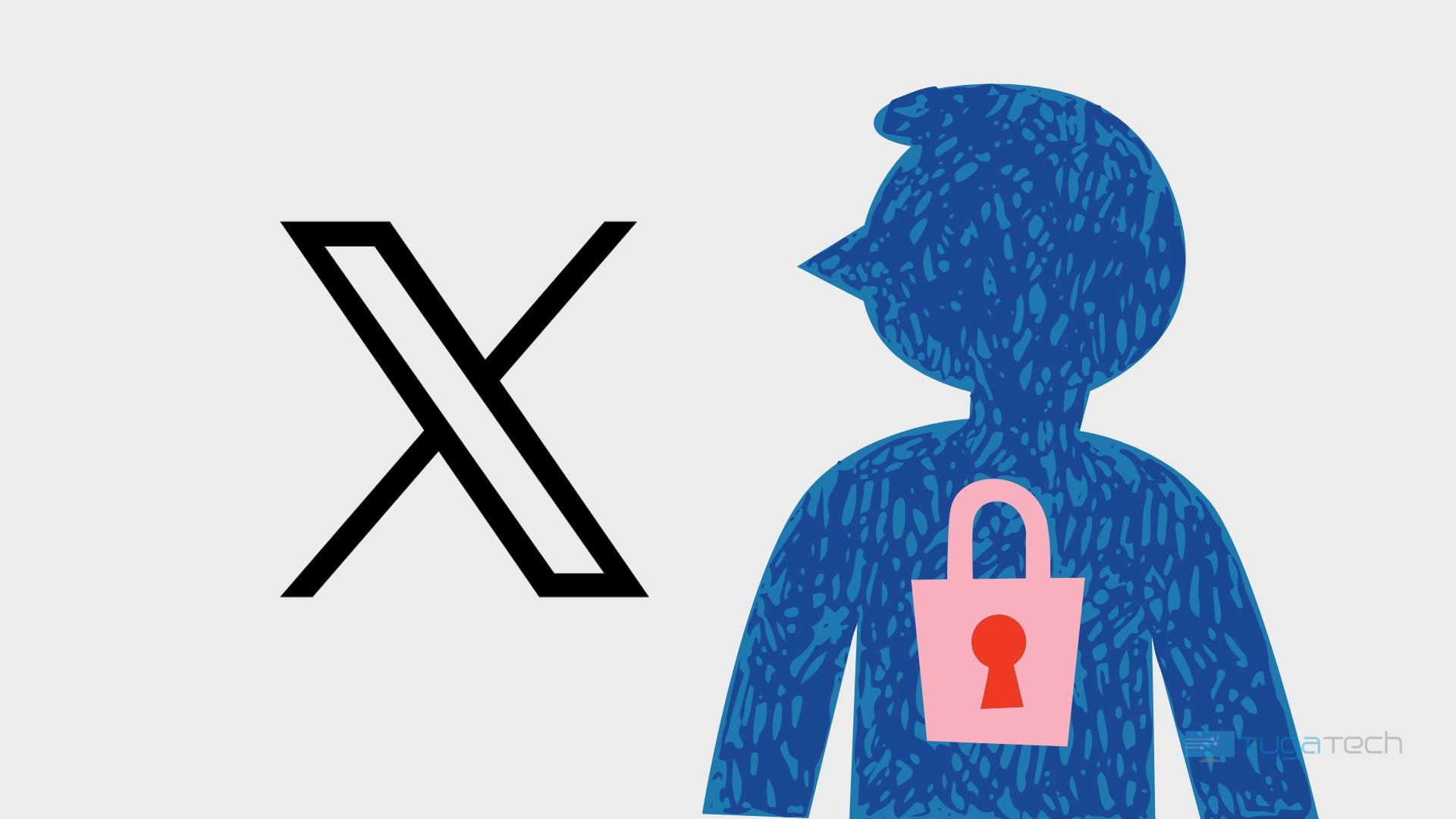 Logo da X com imagem de utilizador com cadeado no peito