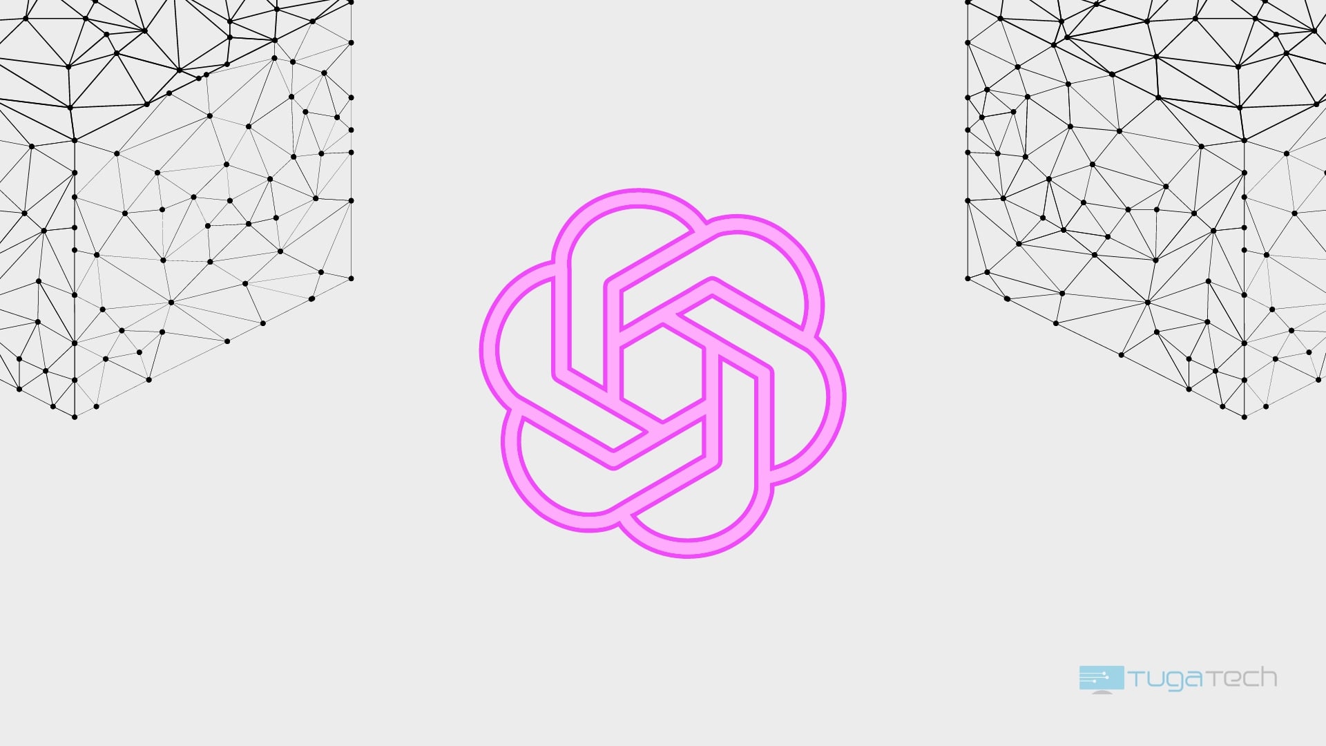 Logo da OpenAI no centro em rosa