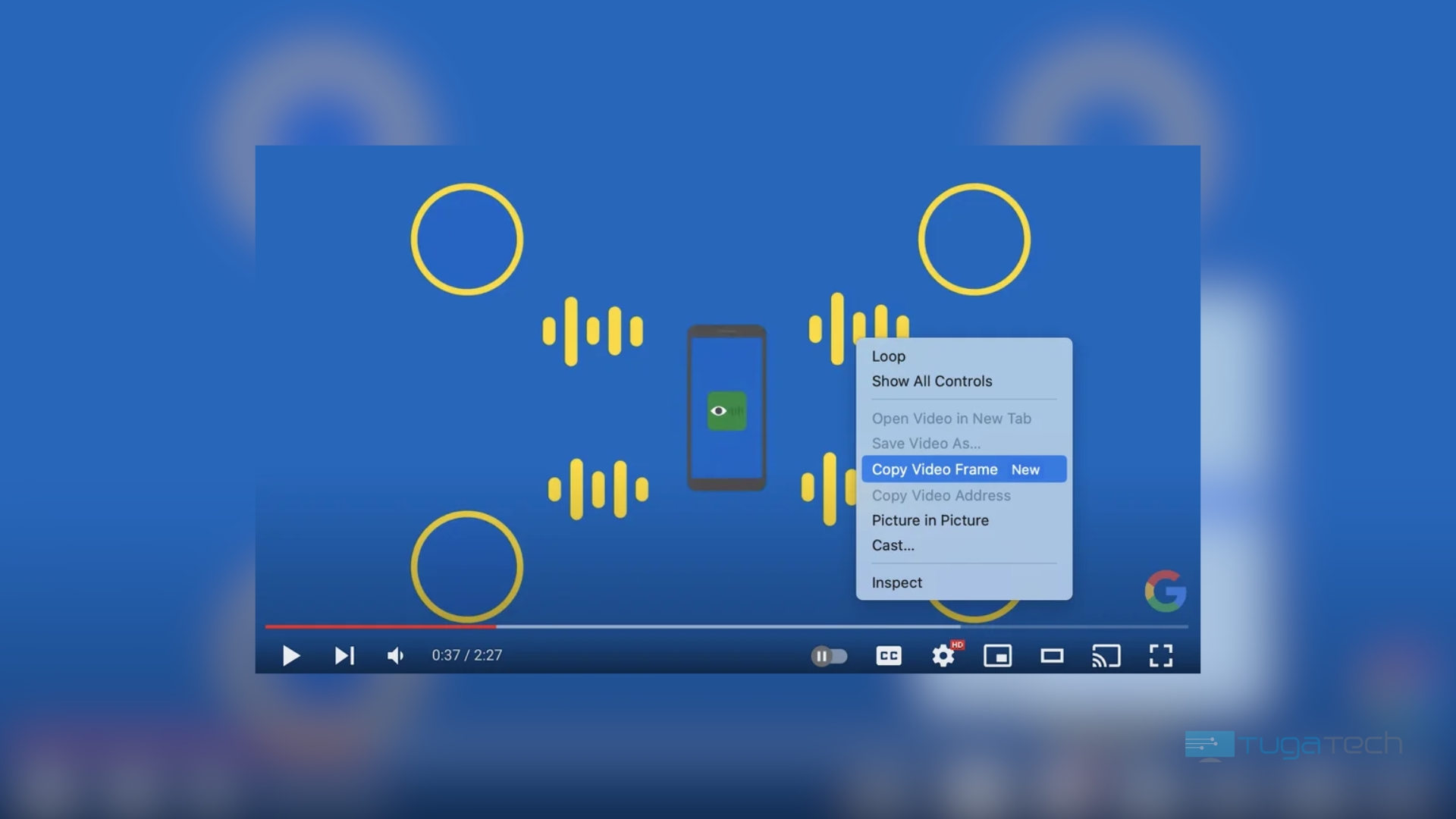 Google Chrome e função de copiar frame de video na internet