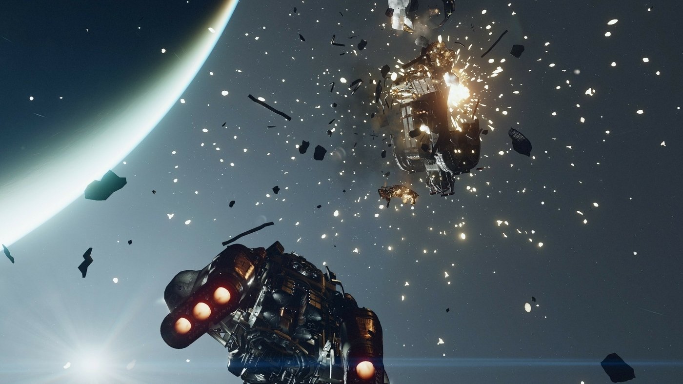 Starfield imagem do jogo com naves a serem destruídas