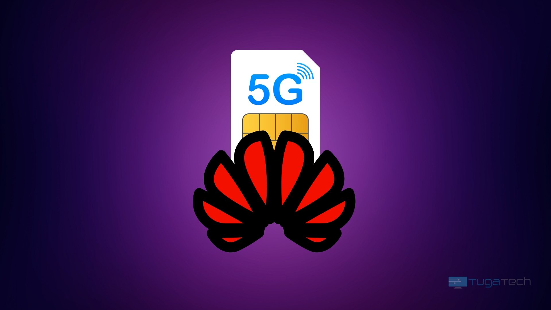 Logo da Huawei com cartão 5G