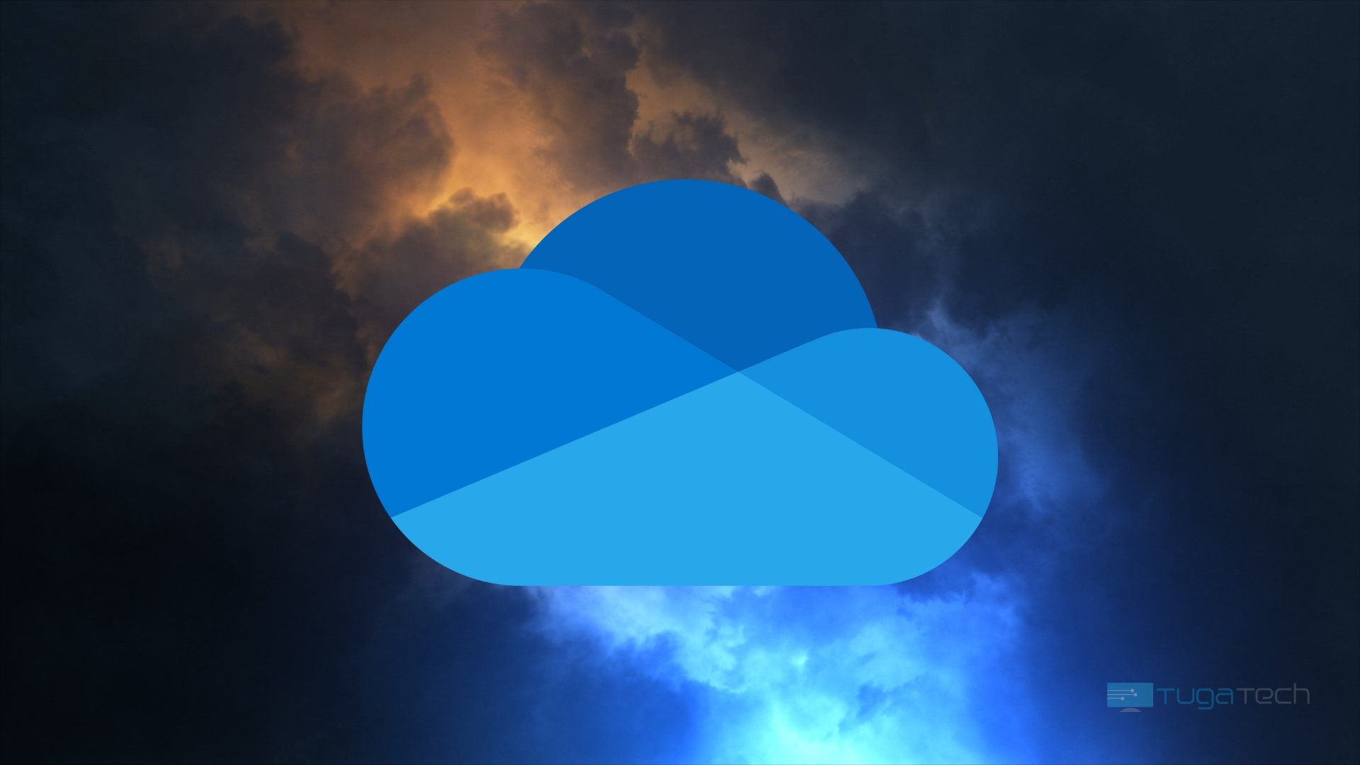 Logo do onedrive com fundo de nuvens