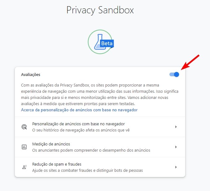 desativar privacy sandbox no chrome