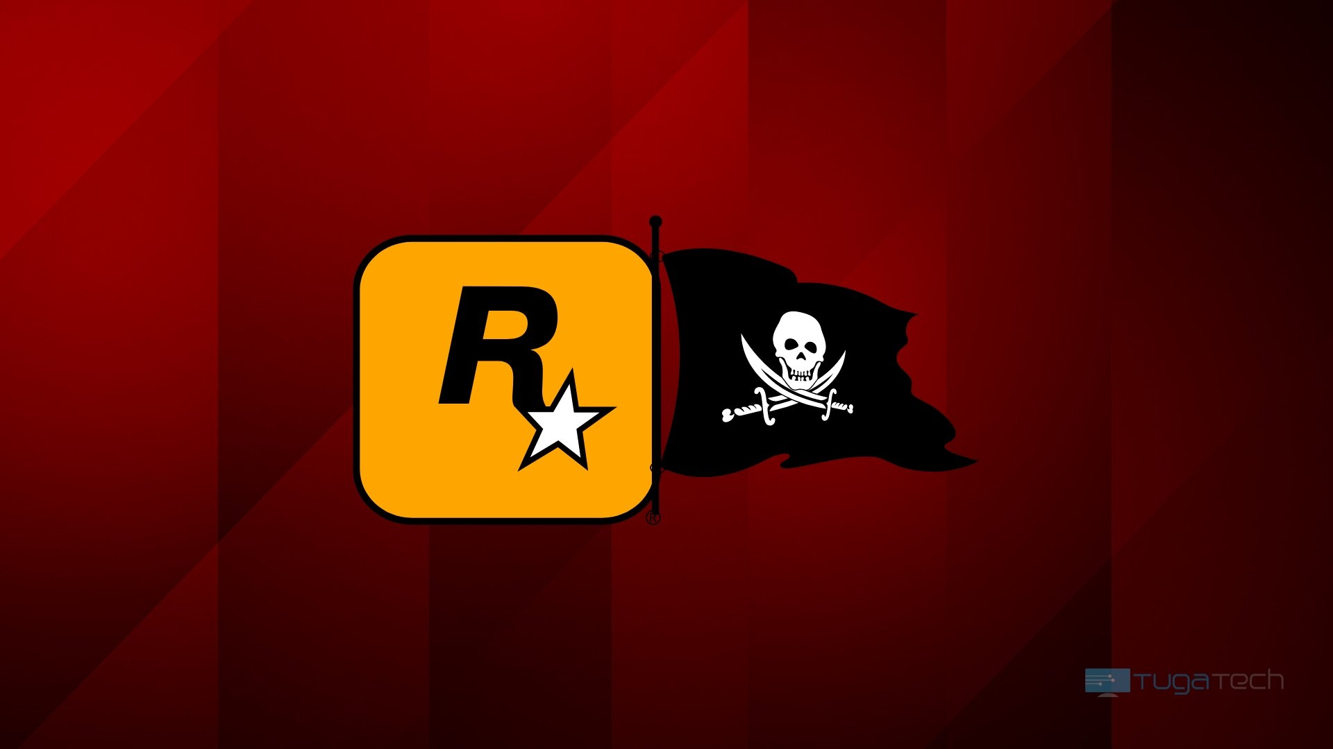 Rockstar Games logo com bandeira de pirataria