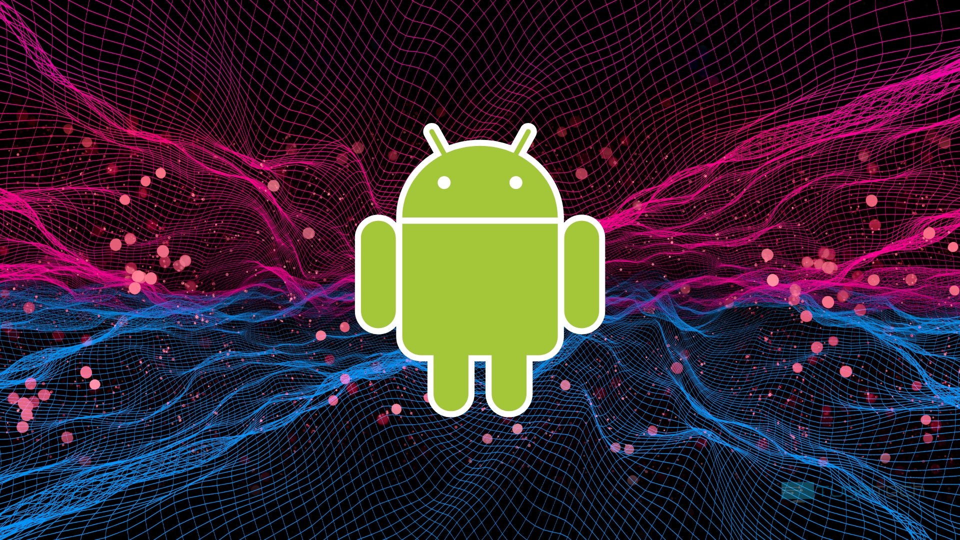 Android logo com fundo gráfico