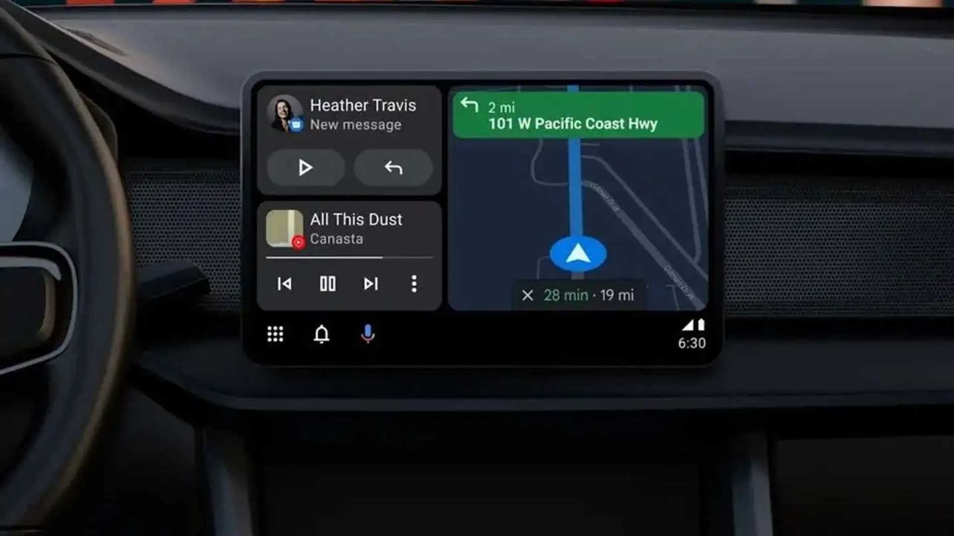 Android Auto imagem de dispositivo em carro