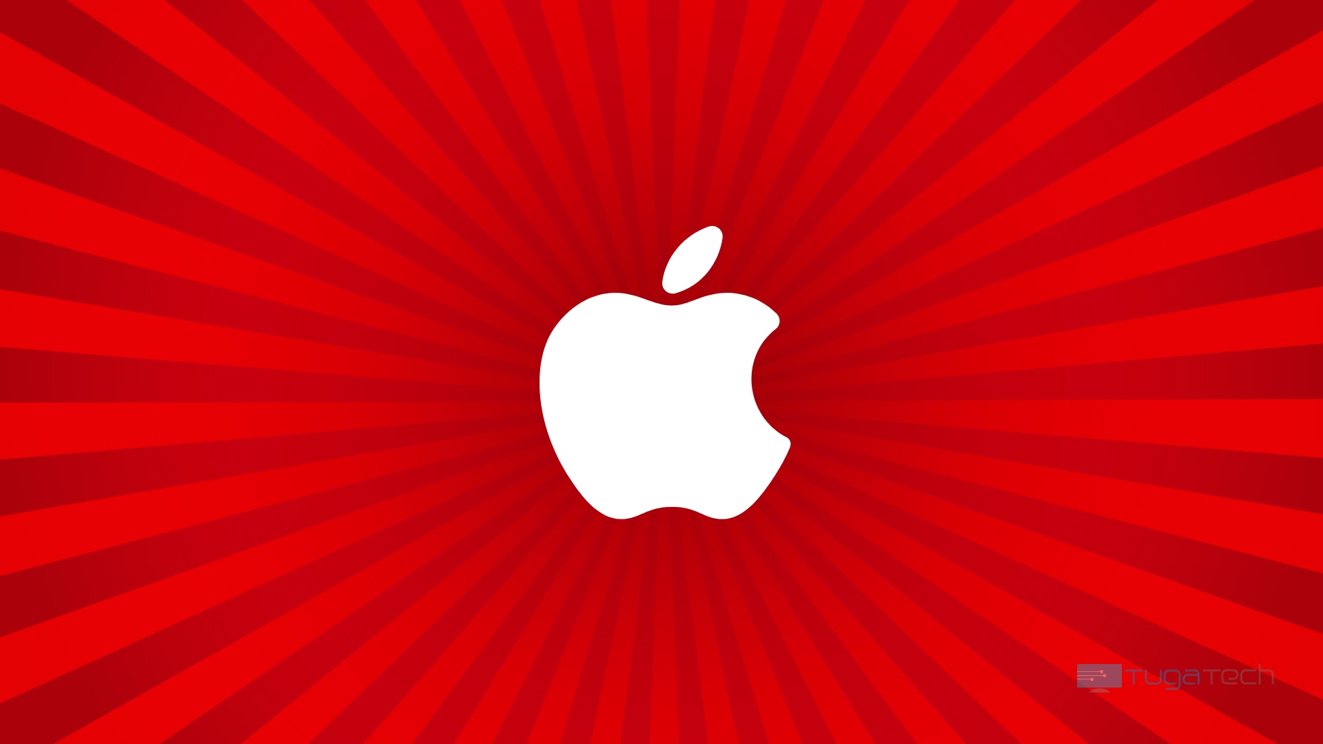 Logo da Apple em fundo vermelho