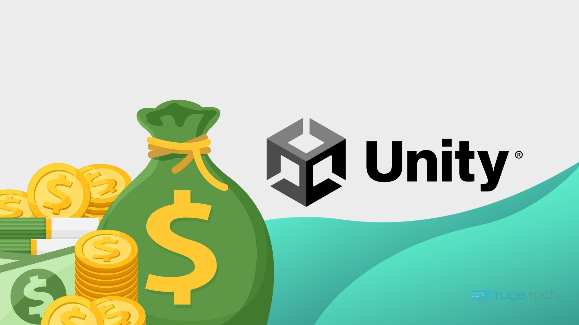 Unity Engine logo com dinheiro
