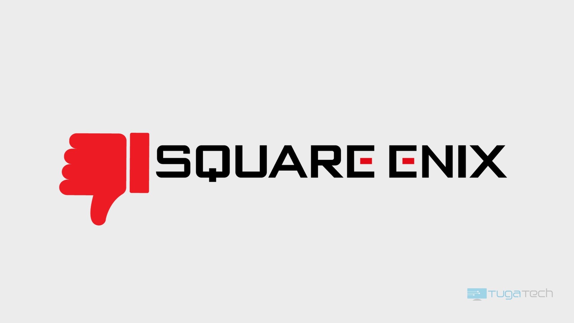 Logo da square Enix com mão negativa