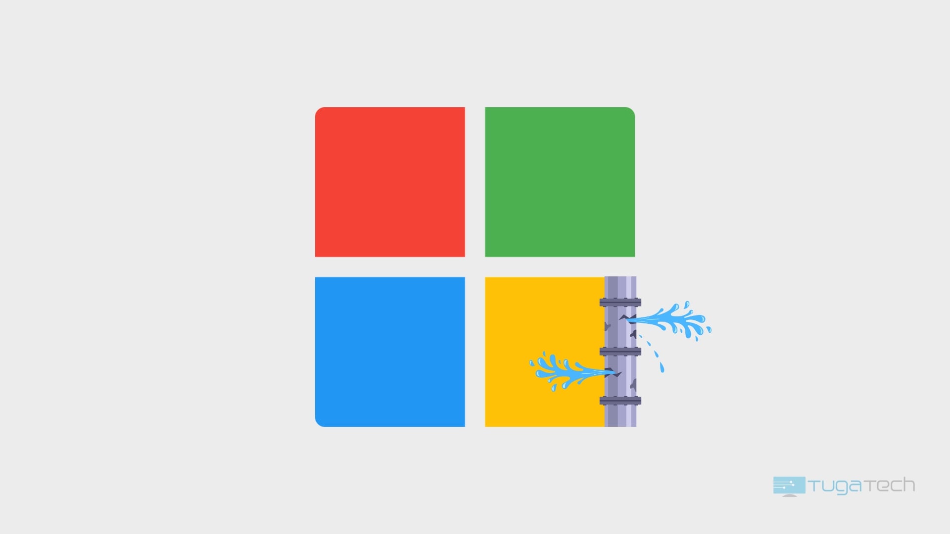 logo da Microsoft com leak de água