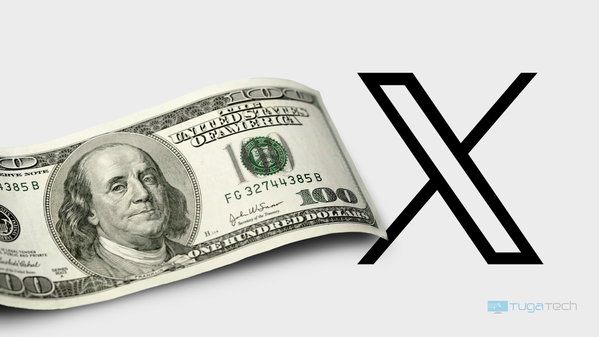 Logo da X com nota de dólar