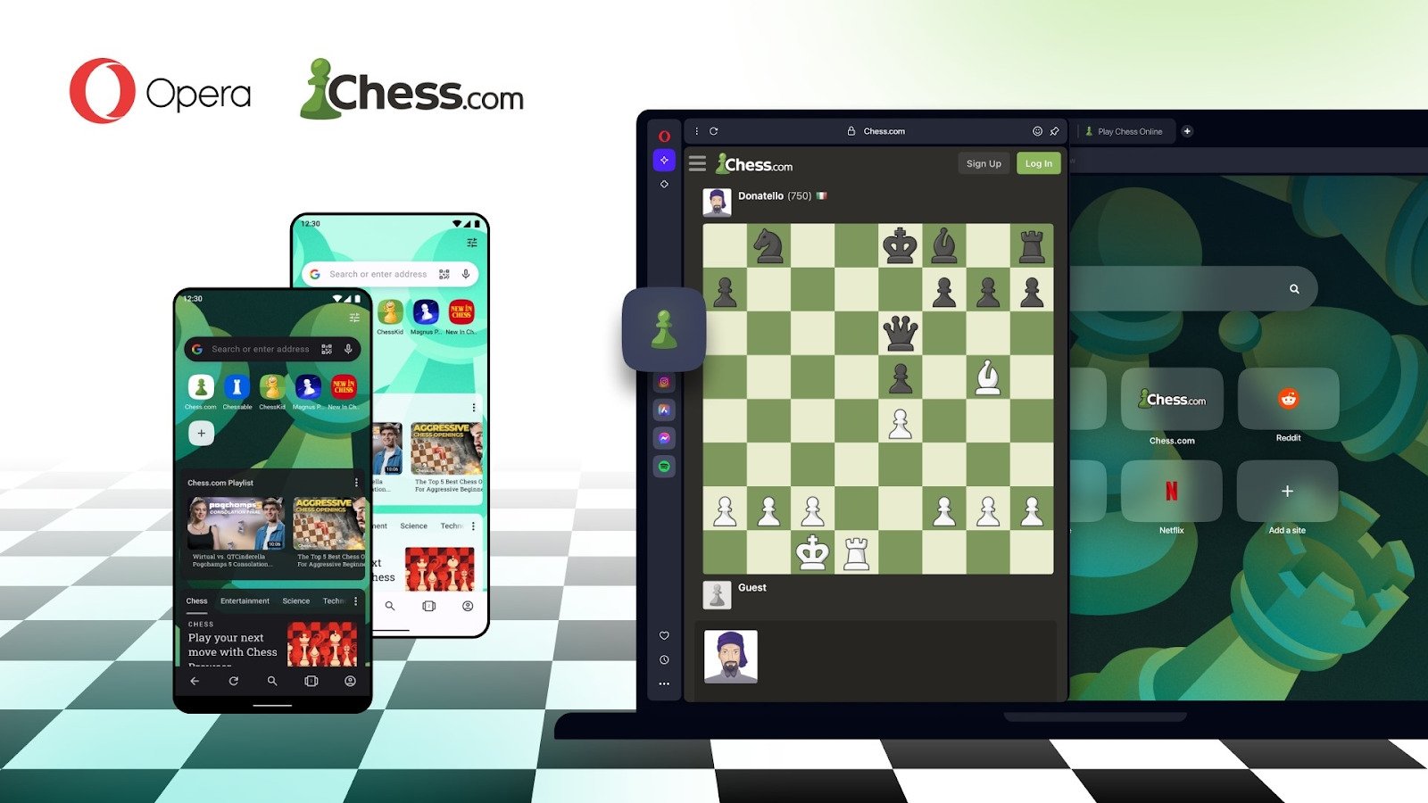 Opera recebe nova integração com plataforma Chess.com