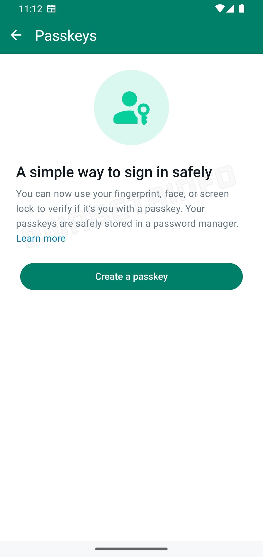 whatsapp com mensagem de configuração das passkeys