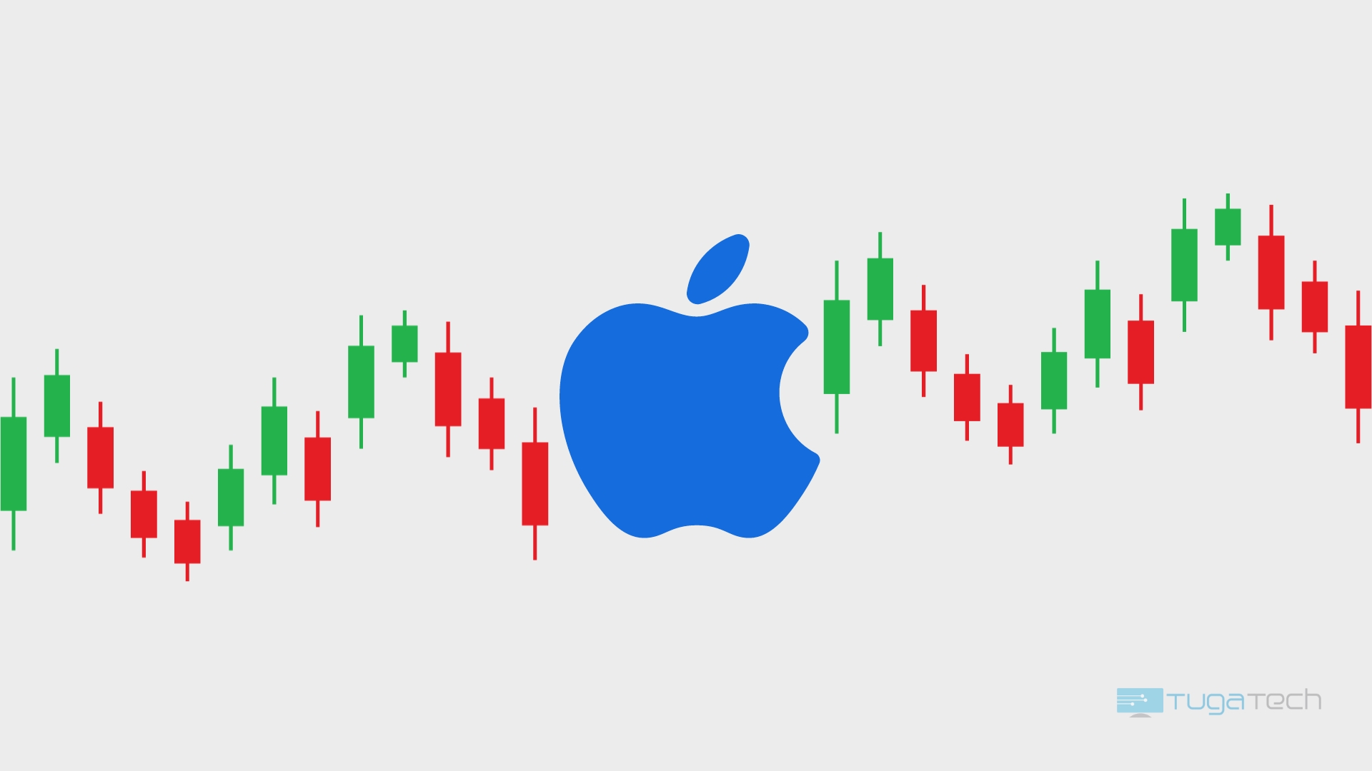 Apple com imagem de sinais da bolsa
