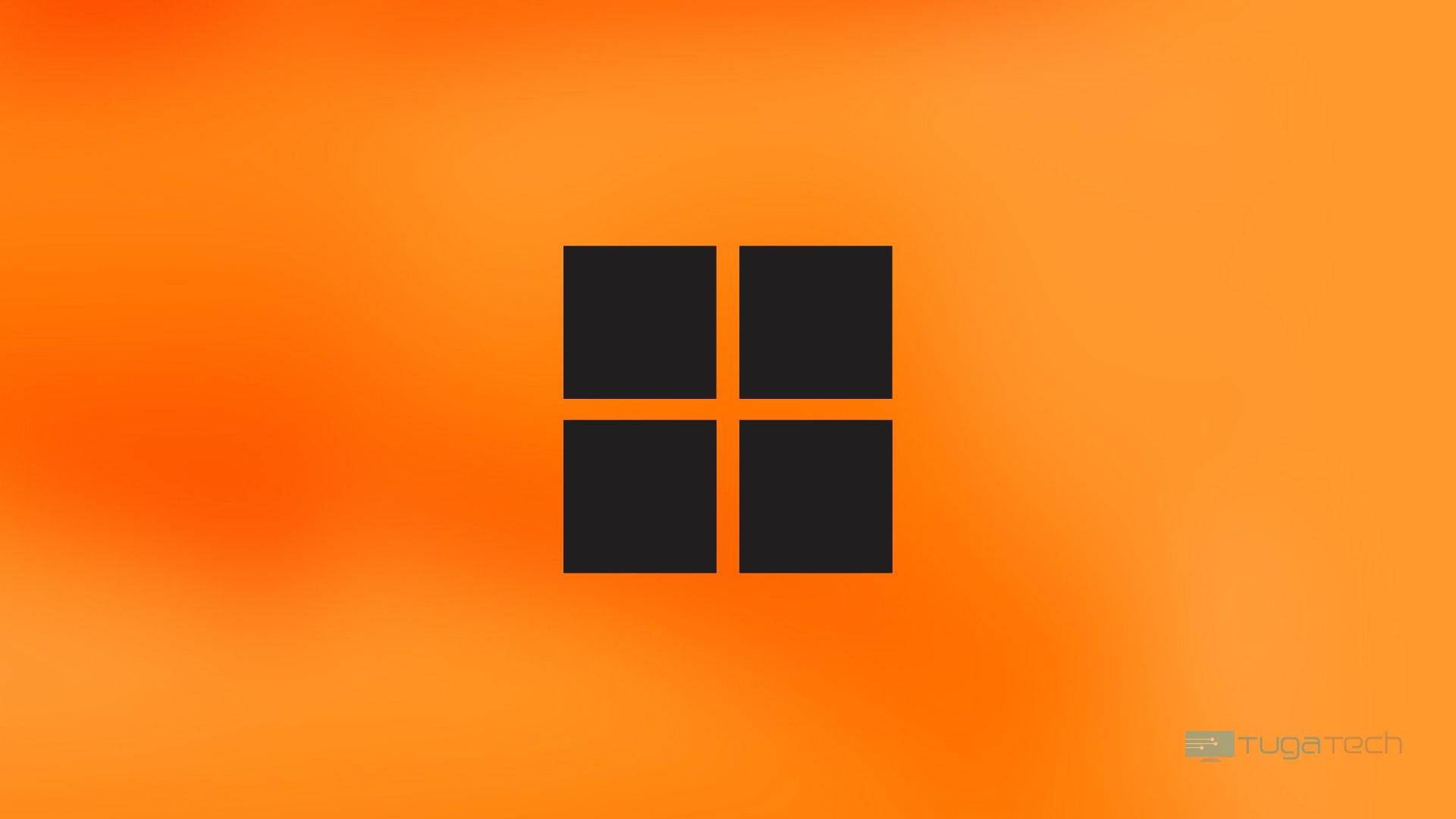 Windows 11 logo sobre fundo laranja
