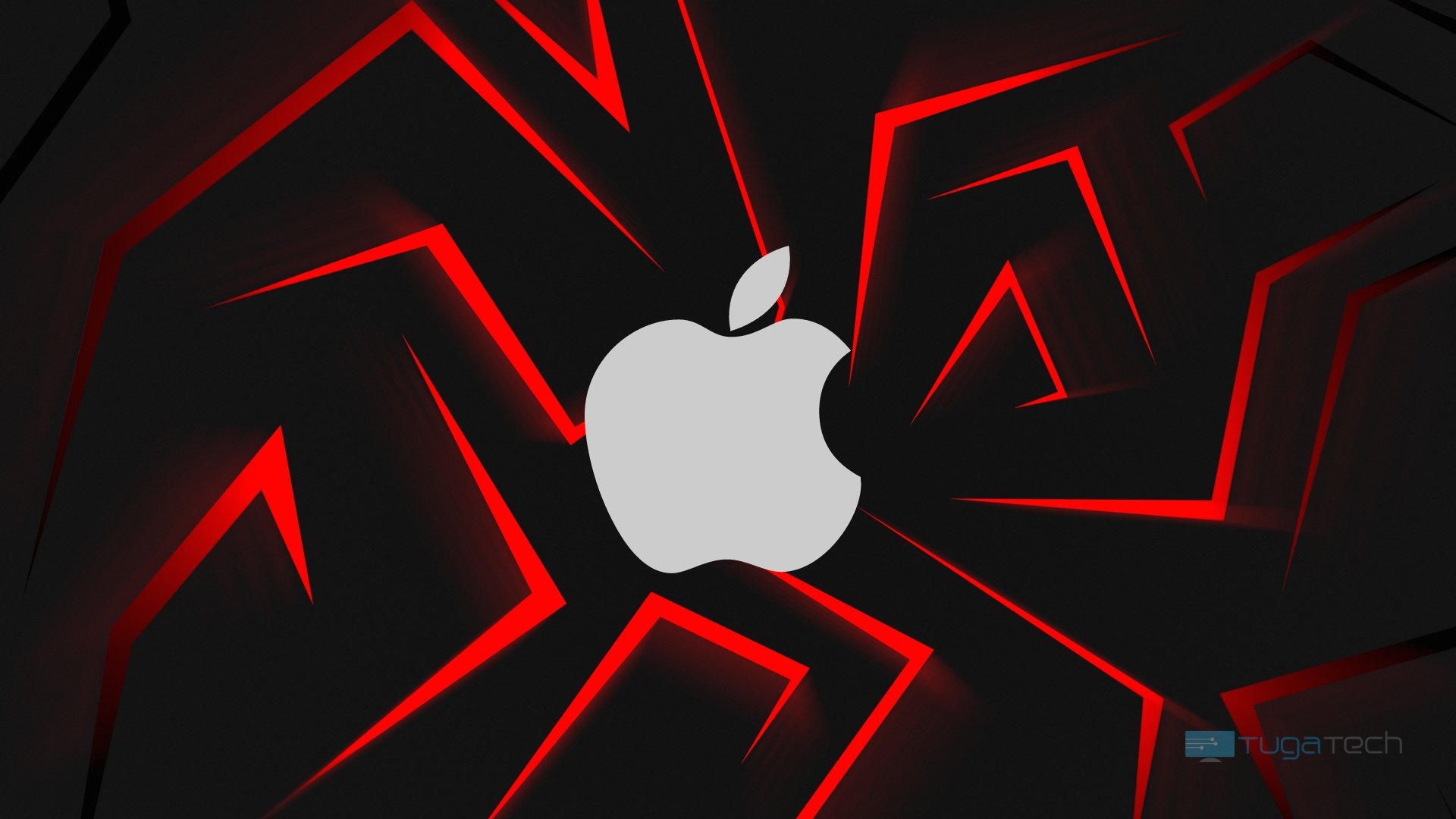 Apple em fundo vermelho