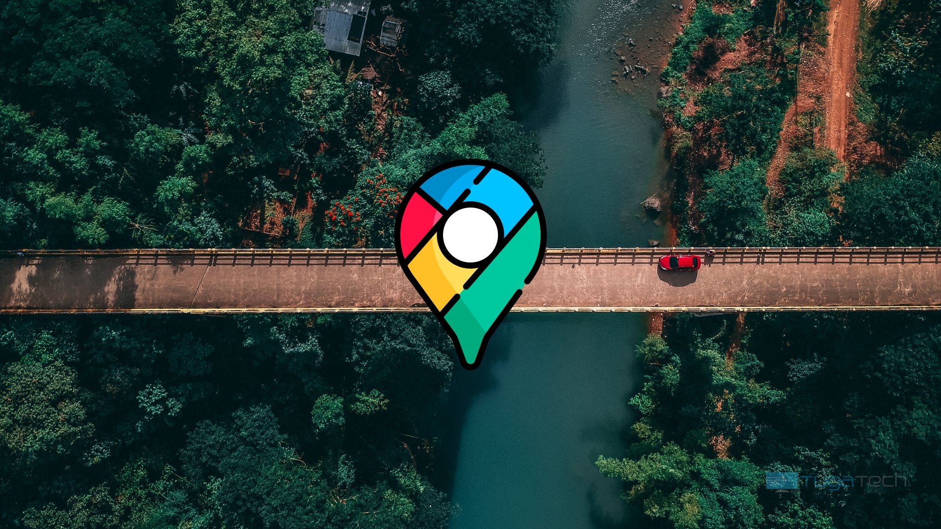 Google Maps com fundo de ponte