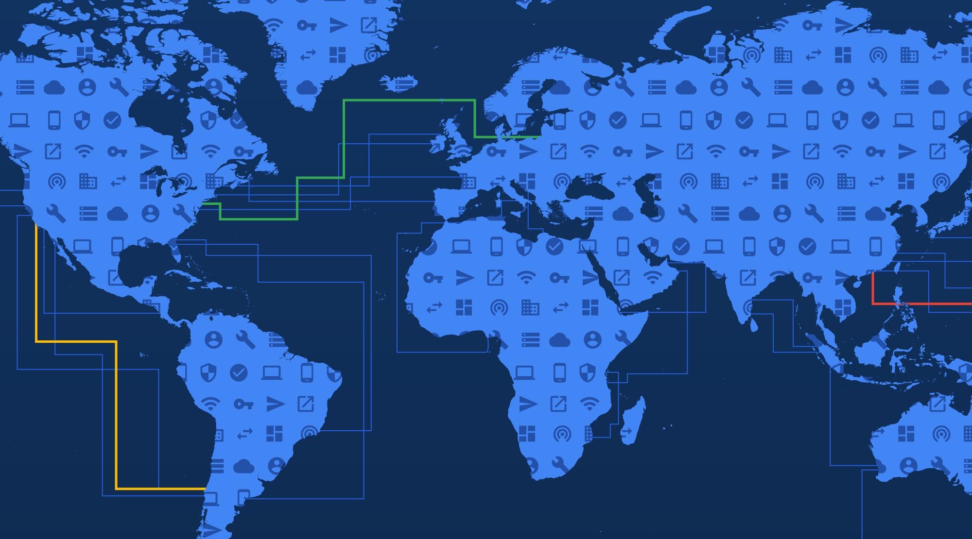 Imagem do mapa mundo da Google com cabos