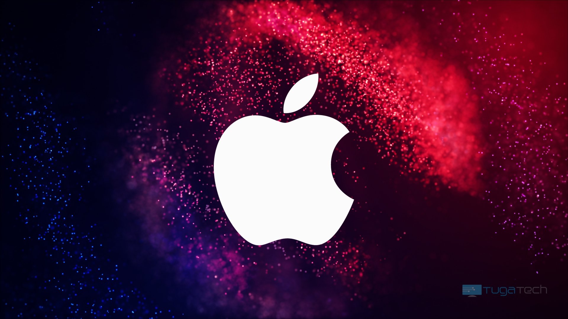 Apple logo sobre fundo colorido