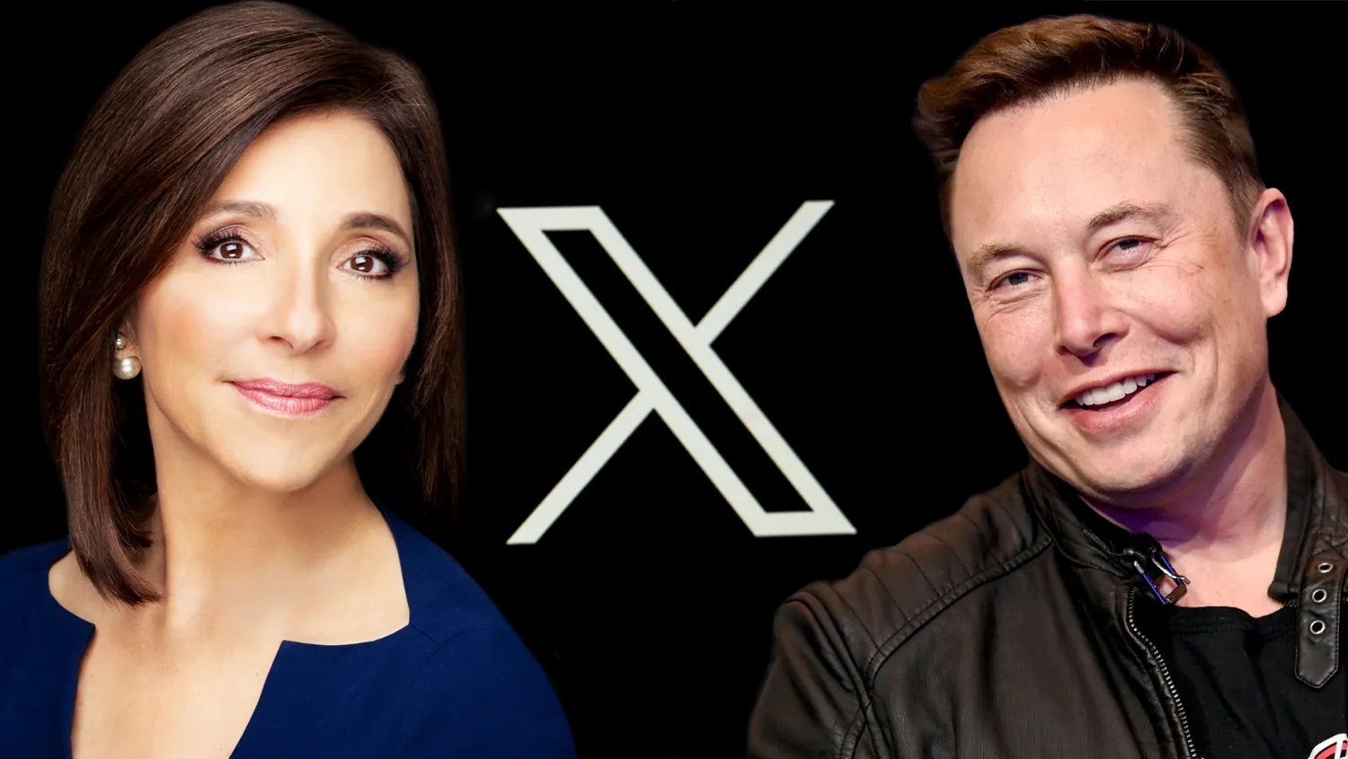 Linda e Elon com logo da X