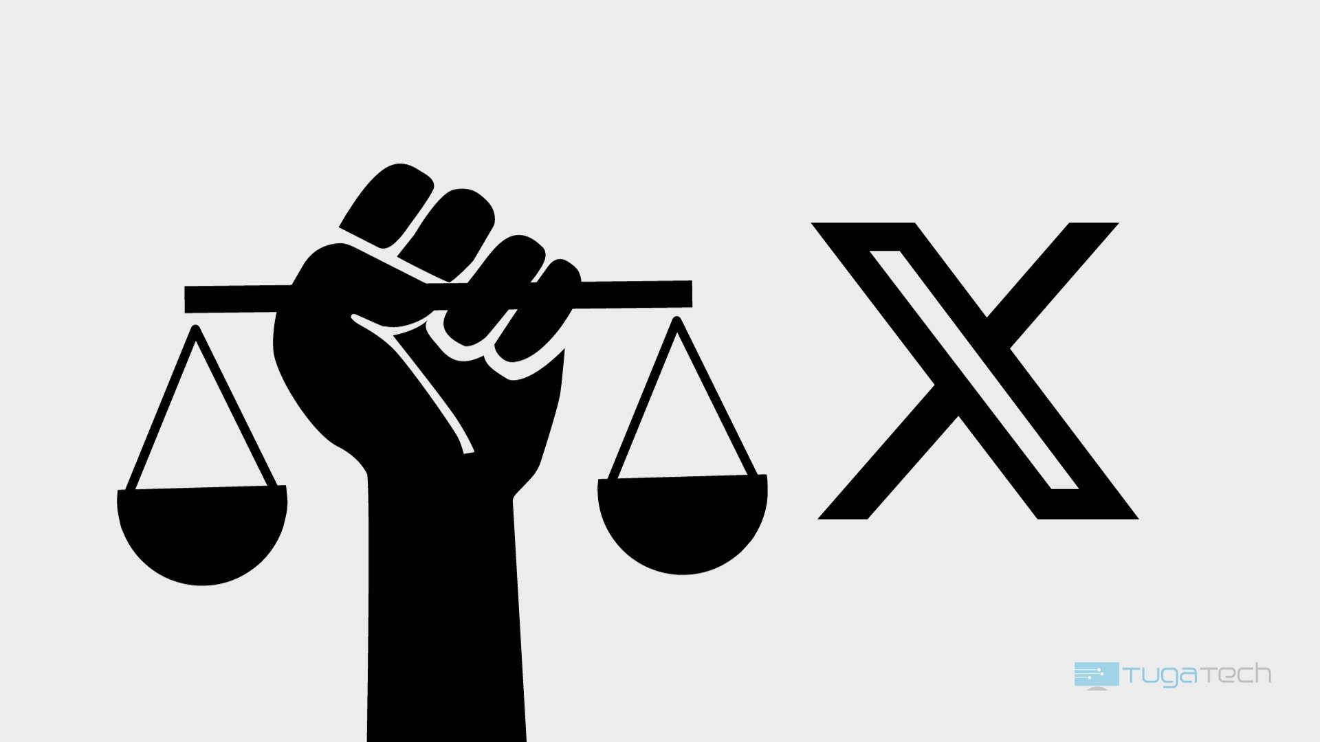 Marca X com mão da justiça
