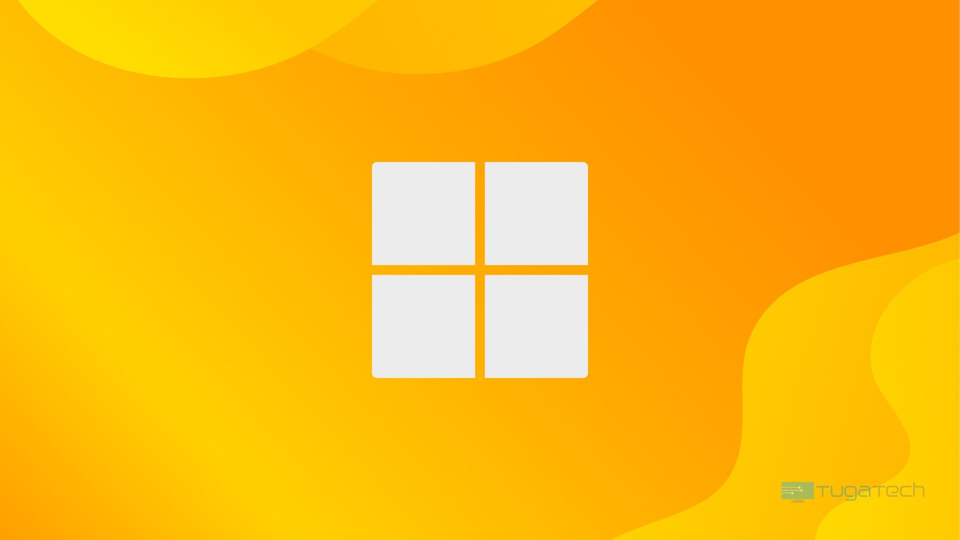 Windows 11 logo em fundo amarelo