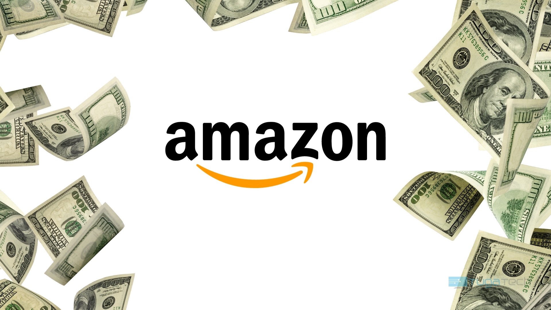 Amazon logo da empresa em fundo de dinheiro